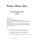 Tohan Mhan Aba. (Esan song) A Prayer to God, for Mercy on the whole World.