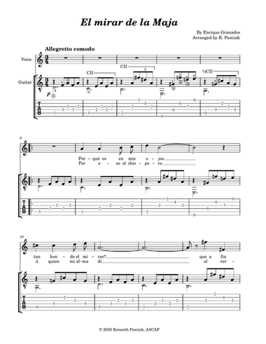 El mirar de la Maja (for Voice and Guitar)