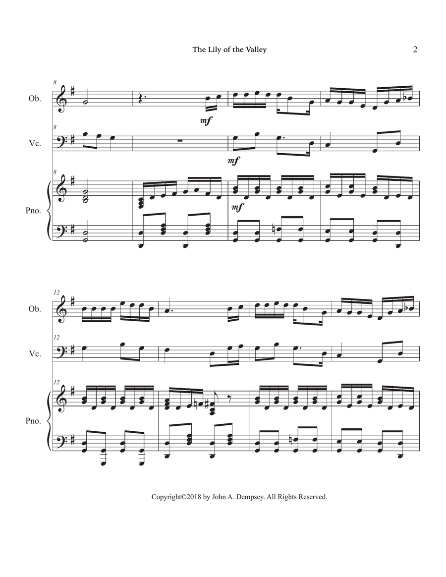 The Lily of the Valley (Trio for Oboe, Cello and Piano) Small Ensemble scores gallery preview page 6