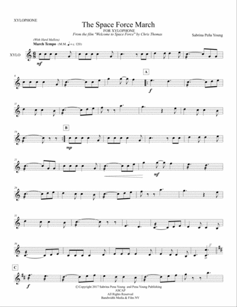 The Space Force March for Xylophone Percussion scores gallery preview page 1