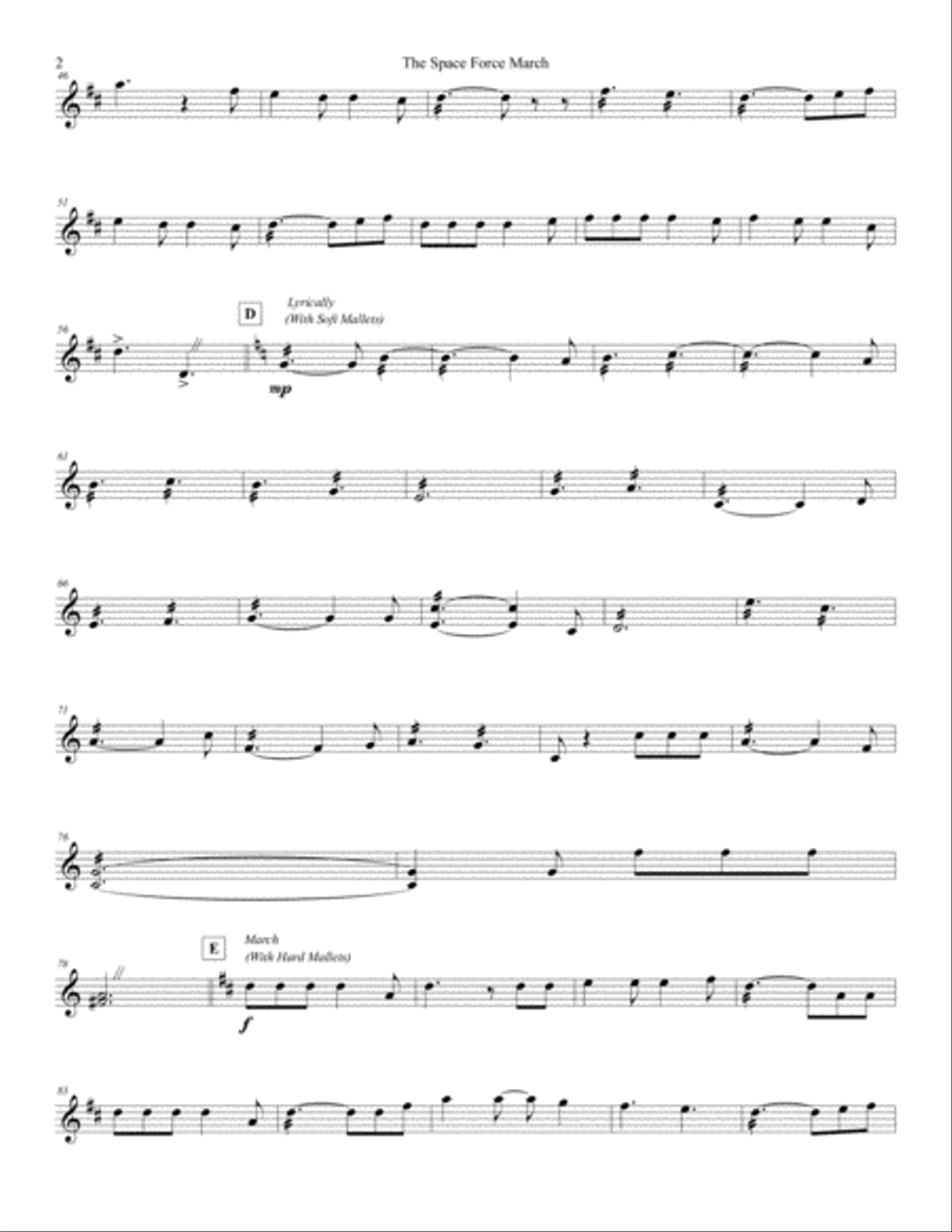 The Space Force March for Xylophone Percussion scores gallery preview page 2