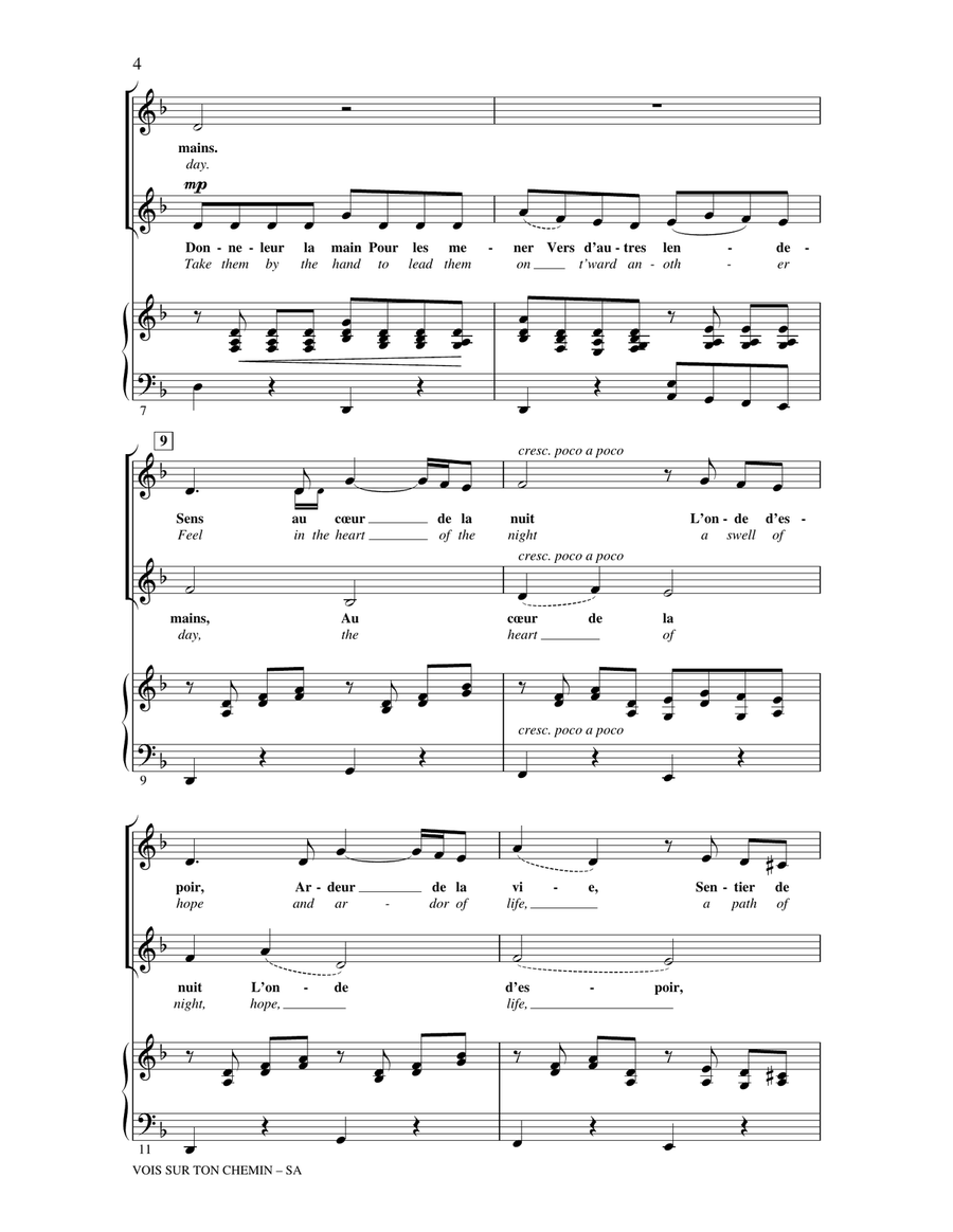 Vois sur ton chemin (See Upon Your Path) (from Les Choristes) 2-Part scores gallery preview page 2