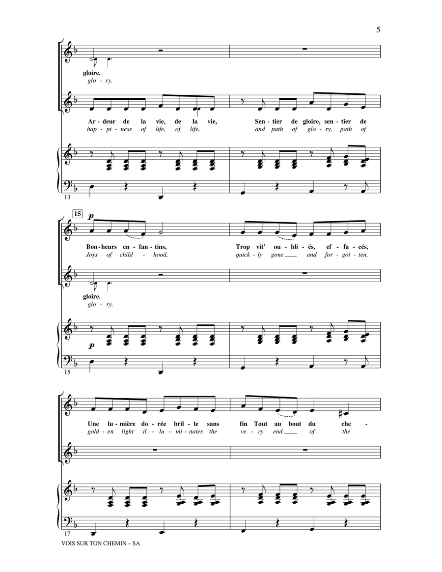 Vois sur ton chemin (See Upon Your Path) (from Les Choristes) 2-Part scores gallery preview page 3