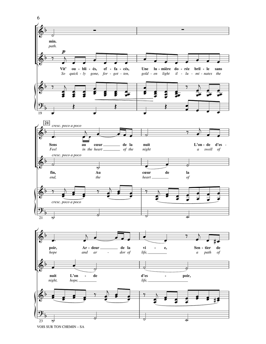 Vois sur ton chemin (See Upon Your Path) (from Les Choristes) 2-Part scores gallery preview page 4
