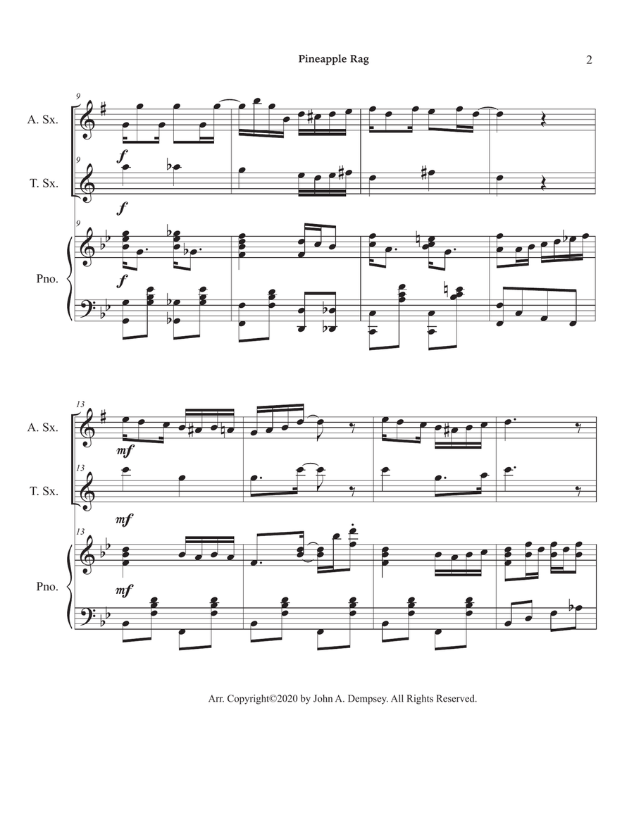 Pineapple Rag (Trio for Alto Sax, Tenor Sax and Piano) Pineapple Rag (Trio for Alto Sax, Tenor Sax and Piano) Small Ensemble scores gallery preview page 6