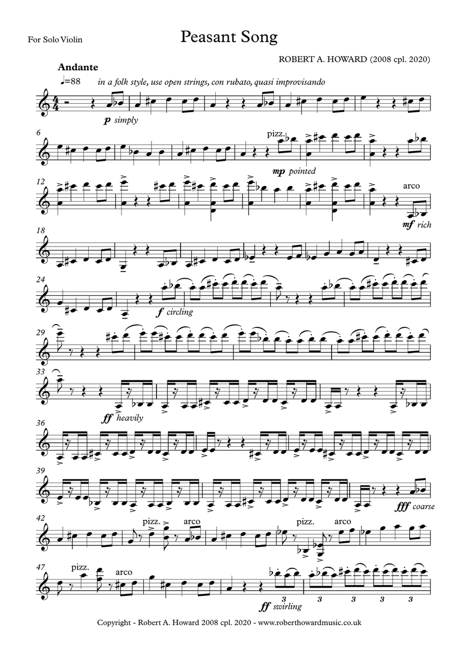 Peasant Song Violin Solo scores gallery preview page 2