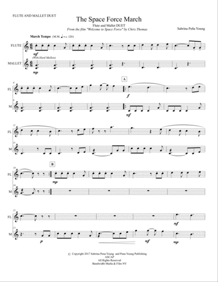 Space Force March Flute and Mallet Duet Flute scores gallery preview page 1
