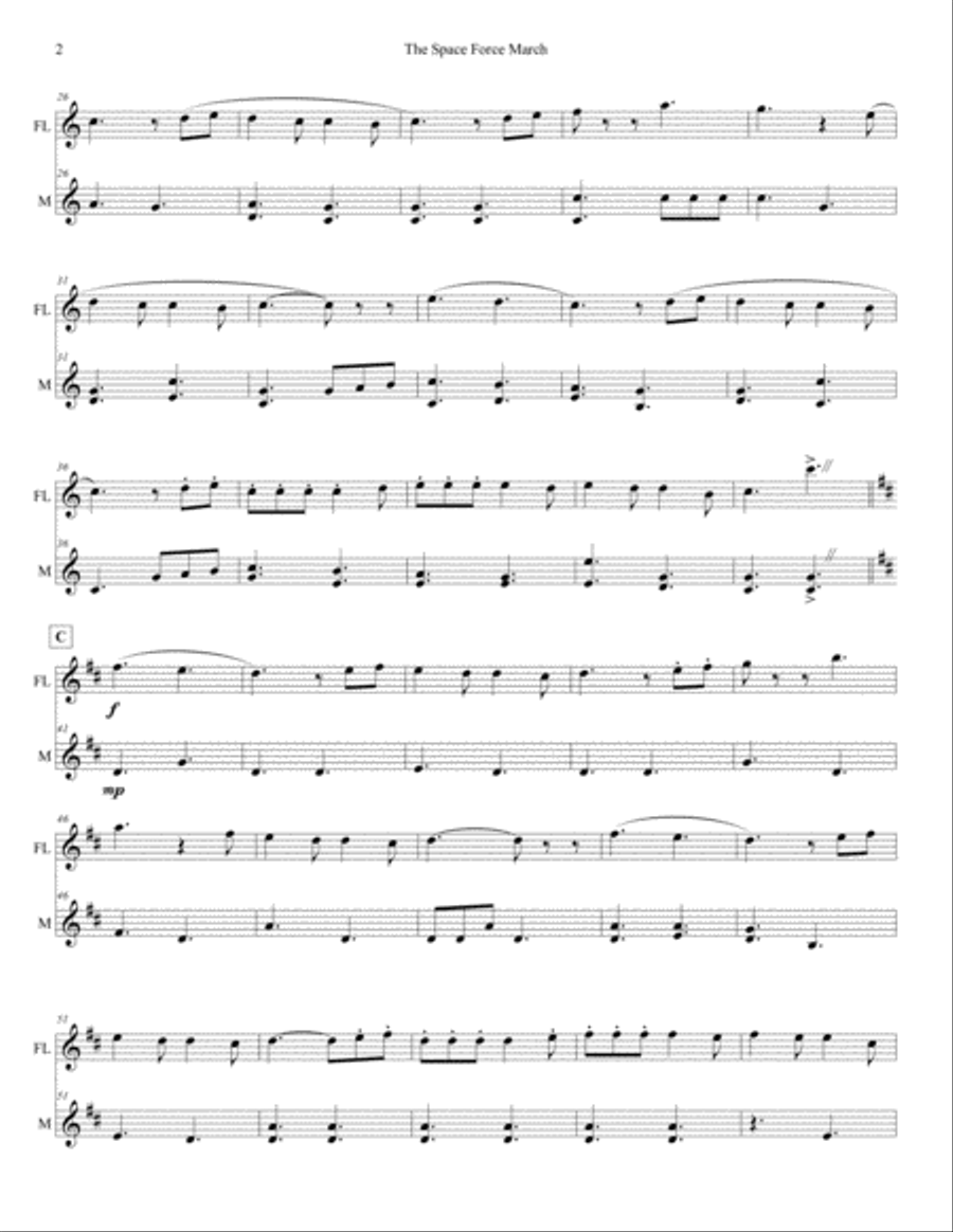 Space Force March Flute and Mallet Duet Flute scores gallery preview page 2