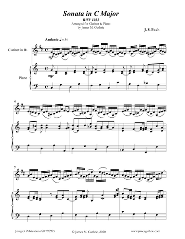 BACH: Sonata BWV 1033 for Clarinet & Piano