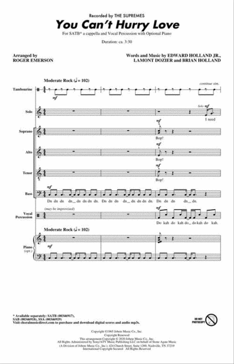 You Can't Hurry Love You Can't Hurry Love 4-Part scores gallery preview page 3