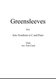 Greensleeves for Solo Trombone/Euphonium in C (bass clef) and Piano