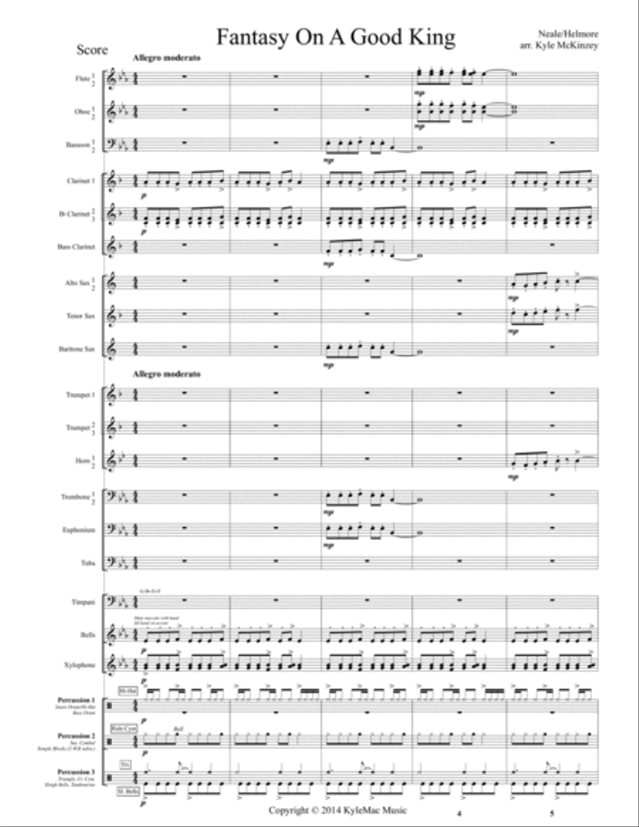 Fantasy On A Good King Concert Band scores gallery preview page 2