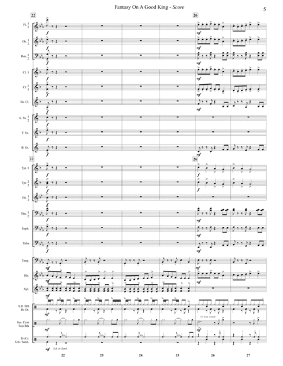Fantasy On A Good King Concert Band scores gallery preview page 6
