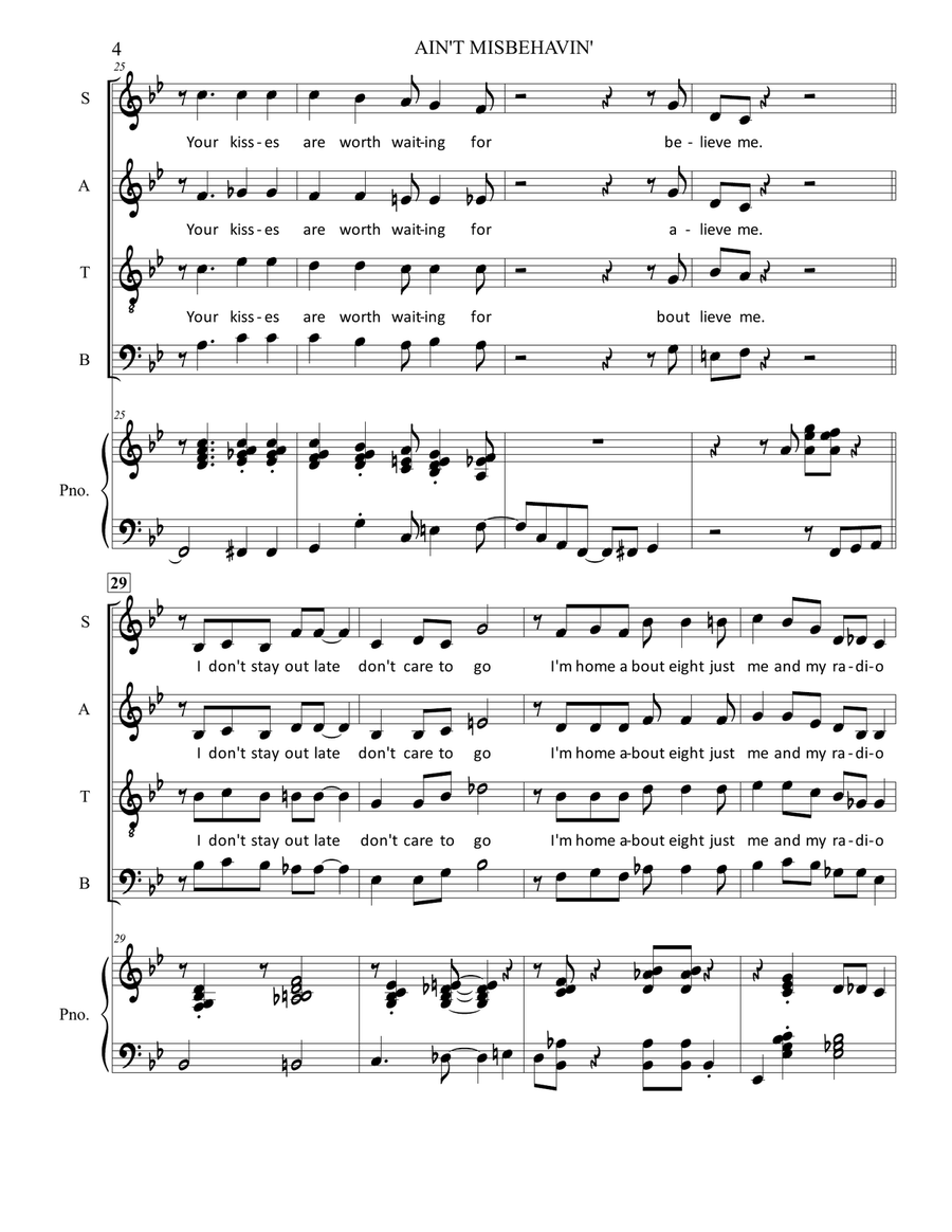 Ain't Misbehavin' Ain't Misbehavin' 4-Part scores gallery preview page 4