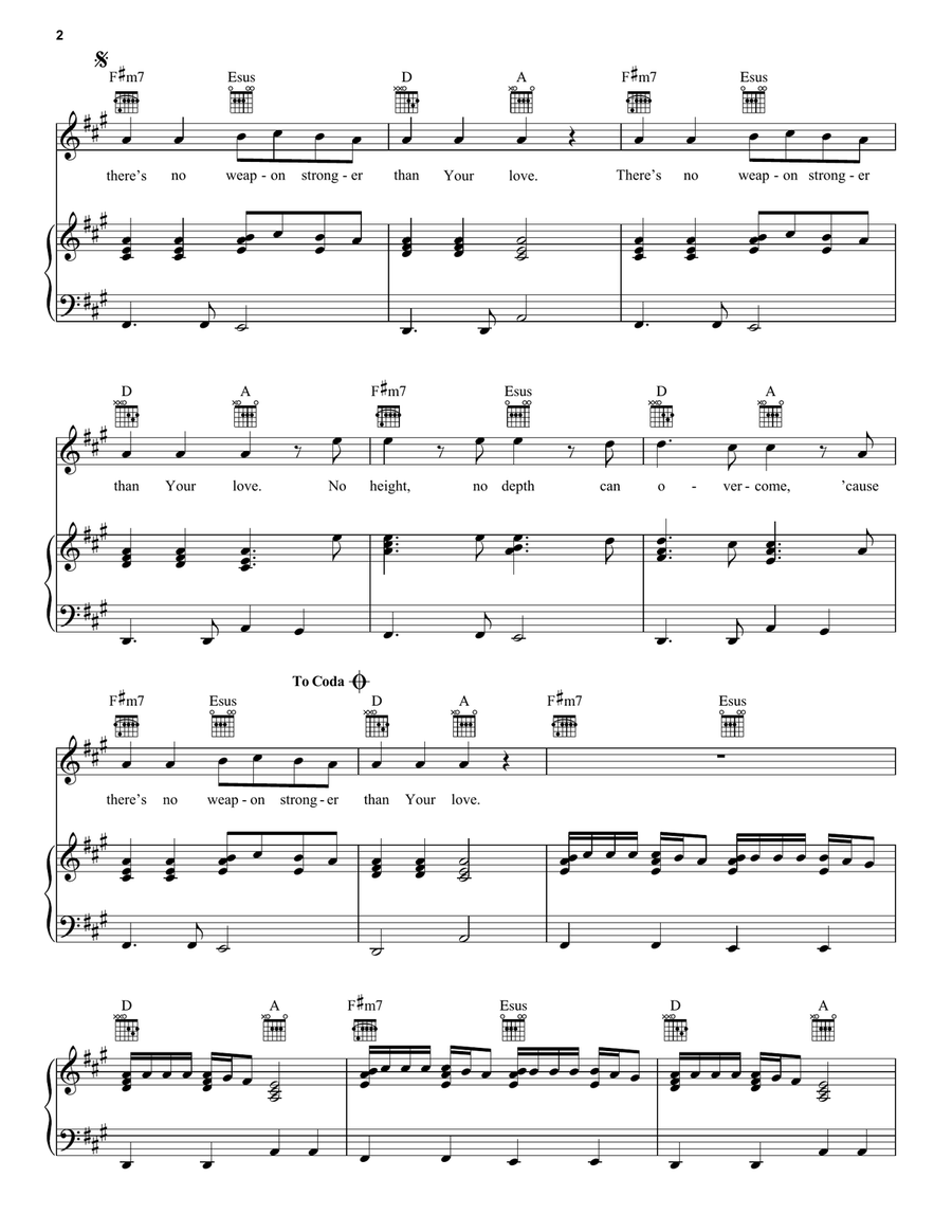 No Weapon No Weapon Piano, Vocal, Guitar scores gallery preview page 2