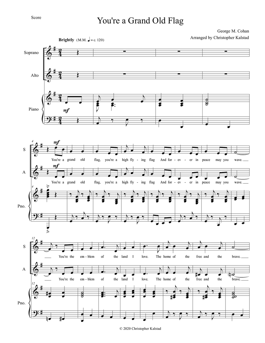 You're a Grand Old Flag (Vocal Duet and Piano) Piano scores gallery preview page 2