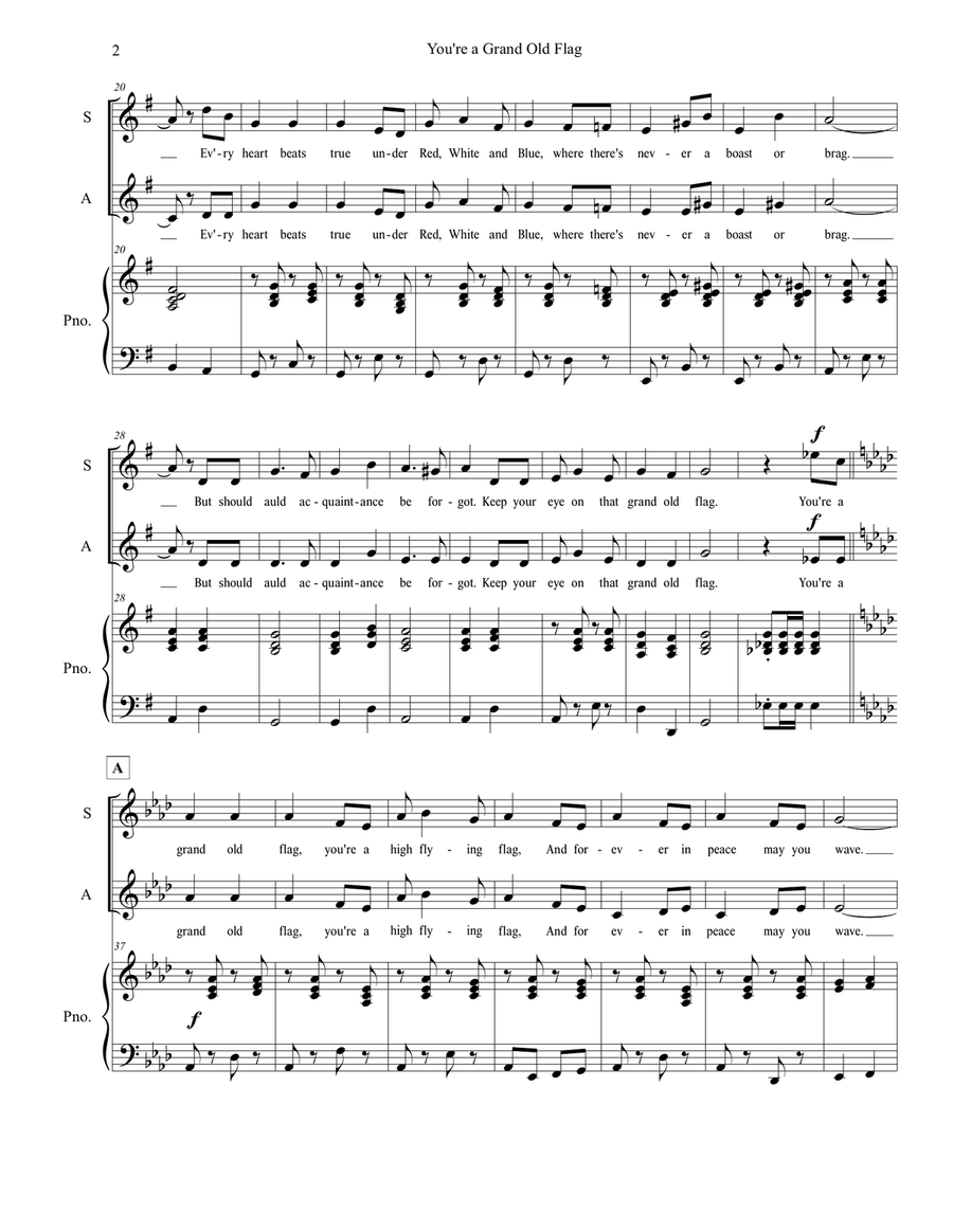 You're a Grand Old Flag (Vocal Duet and Piano) Piano scores gallery preview page 3