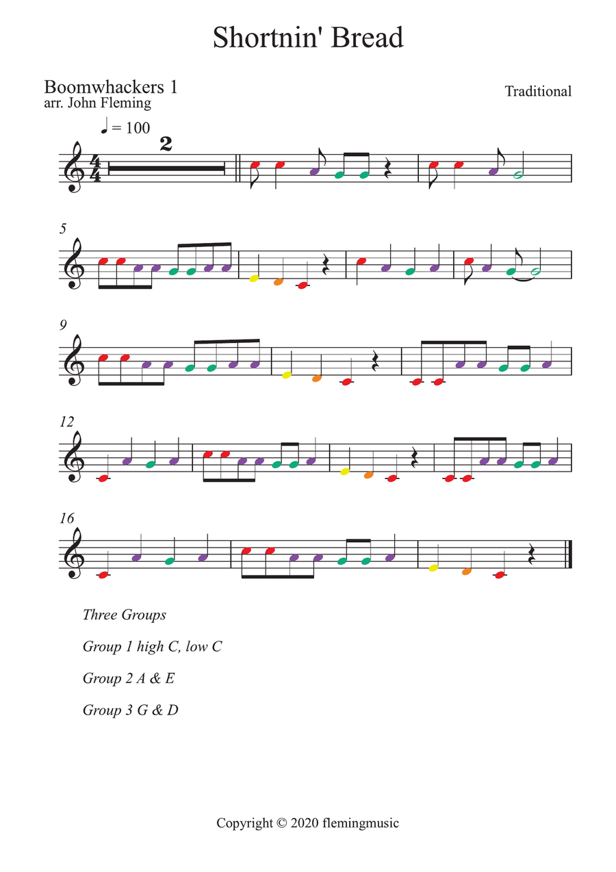 Shortnin' Bread (for Boomwhackers) Part scores gallery preview page 2