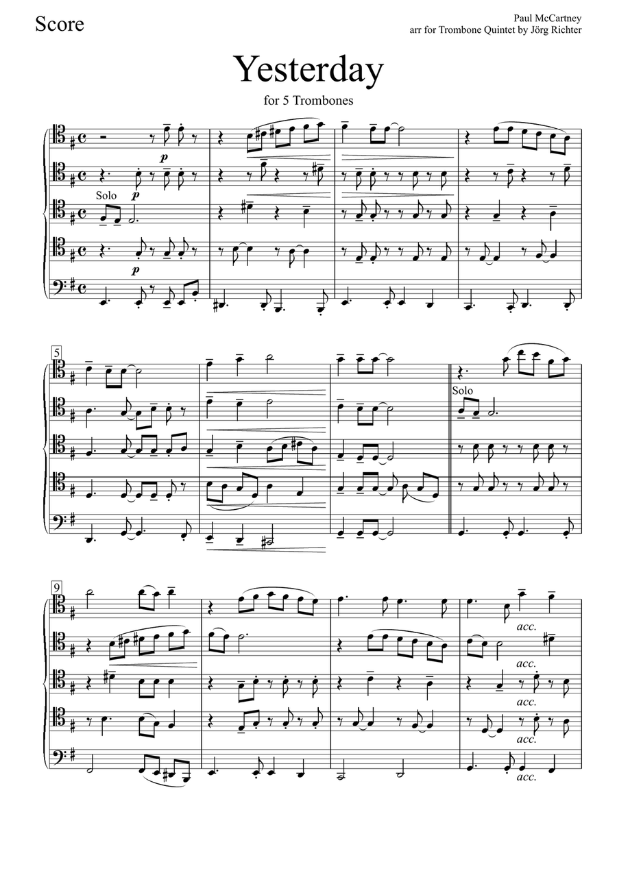 Yesterday Brass Quintet scores gallery preview page 2