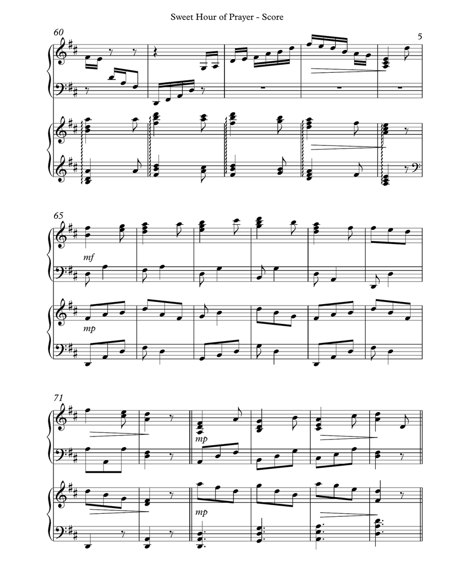 Sweet Hour of Prayer, Harp Duet, Score & Parts Celtic Harp scores gallery preview page 5