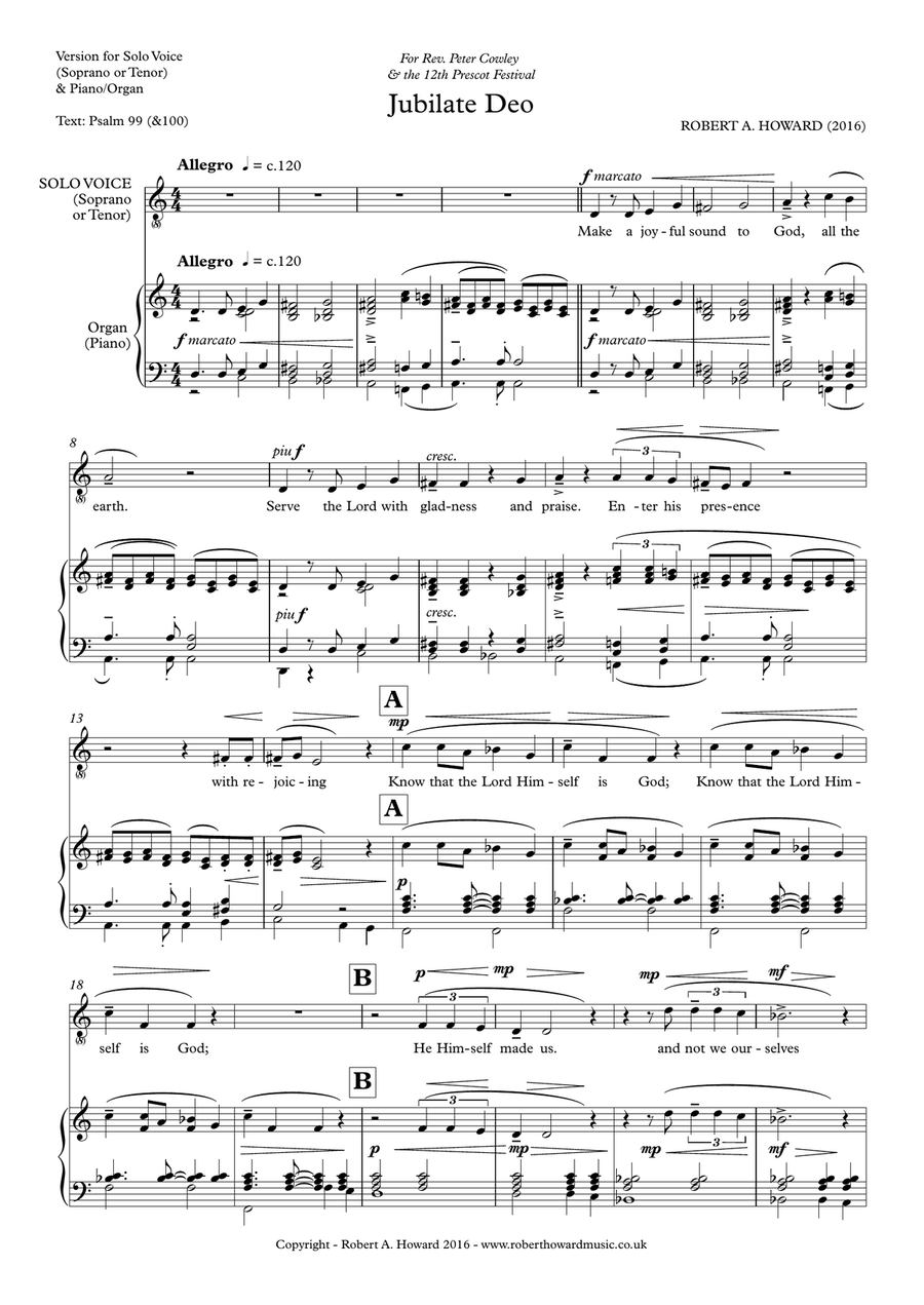 Jubilate Deo (Solo/unison version) Unison Choir scores gallery preview page 2