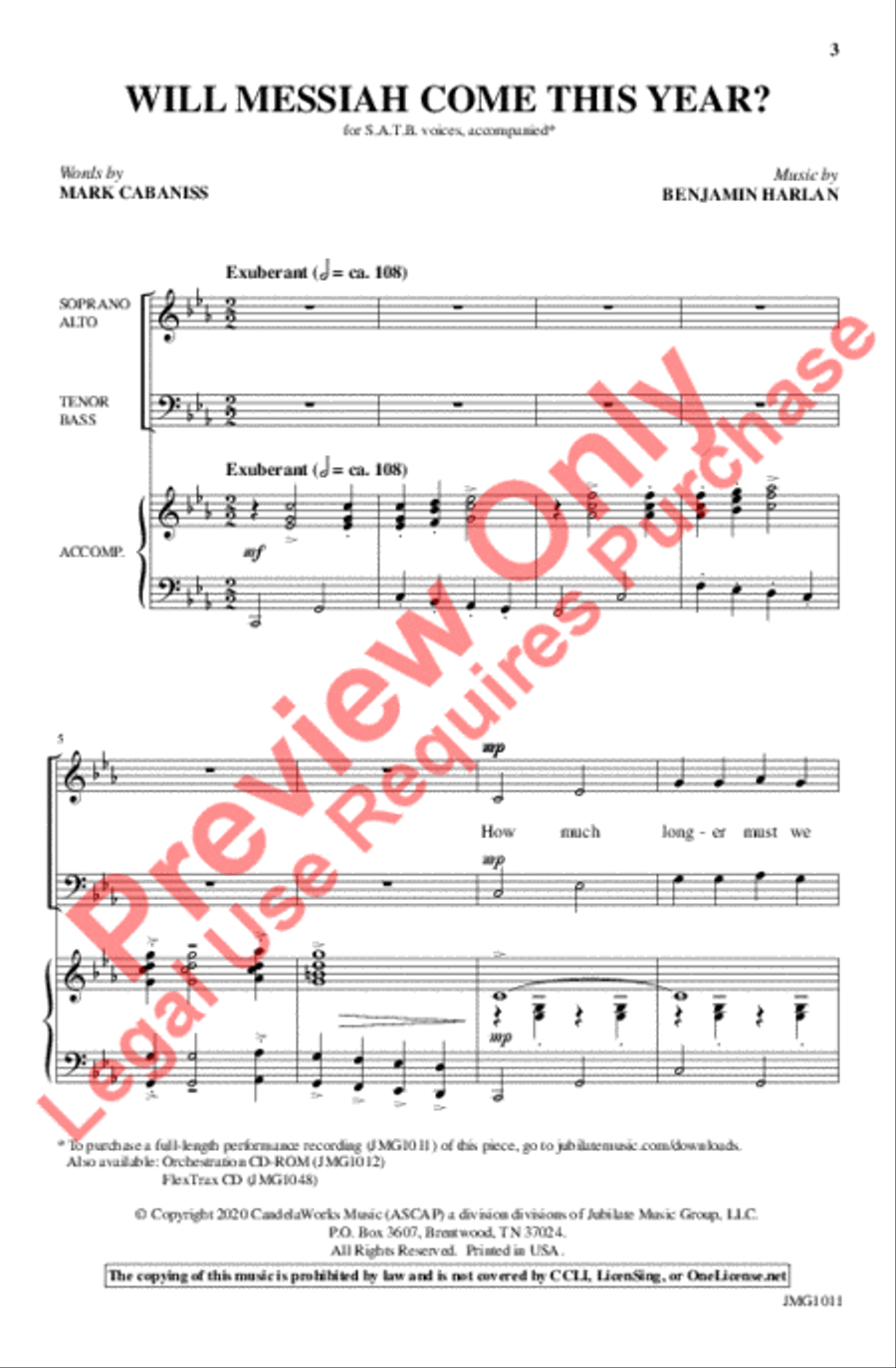 Will Messiah Come This Year? 4-Part scores gallery preview page 2