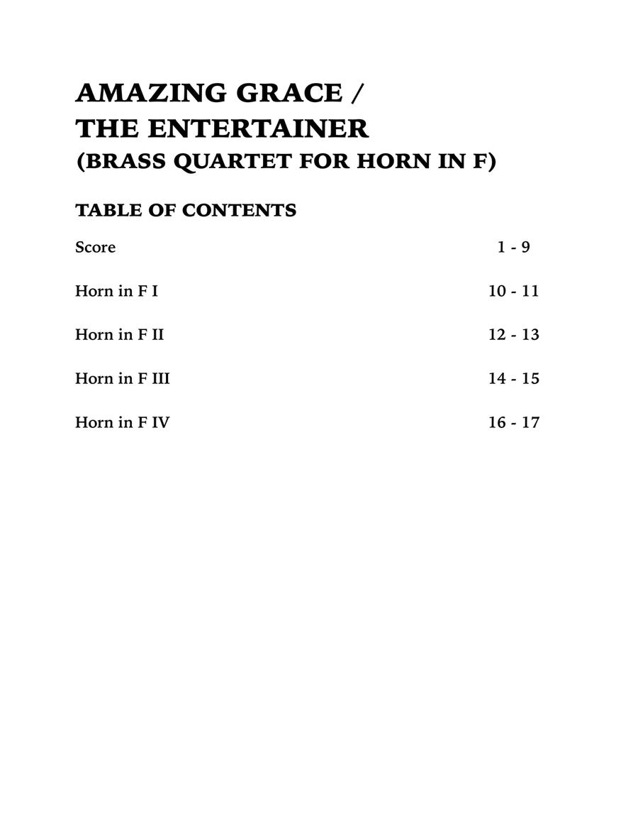 Amazing Grace / The Entertainer (Horn in F Quartet) French Horn Quartet scores gallery preview page 4