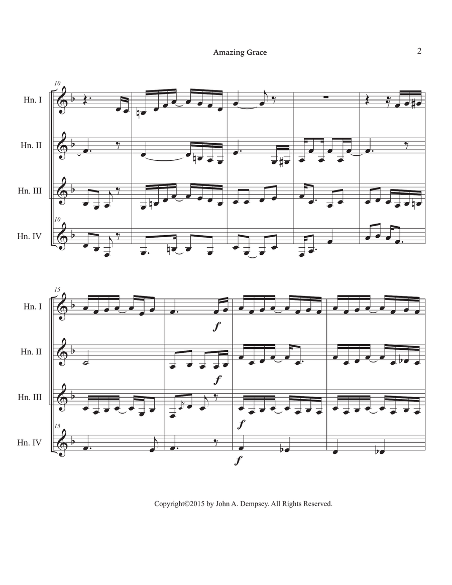 Amazing Grace / The Entertainer (Horn in F Quartet) French Horn Quartet scores gallery preview page 6