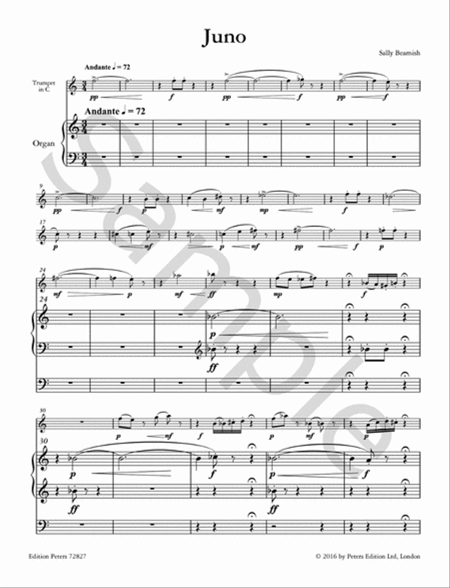 Juno for Trumpet in C and Organ C Trumpet scores gallery preview page 4