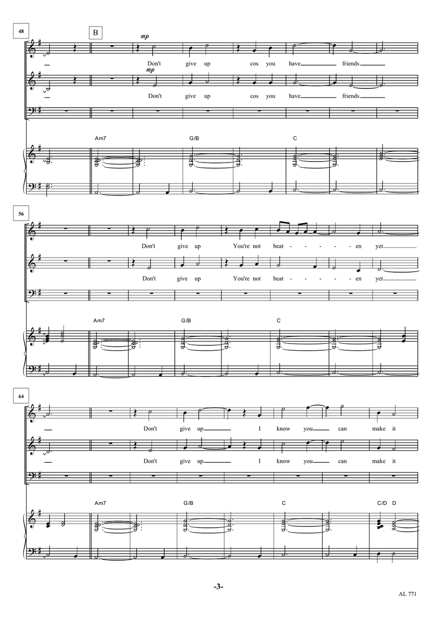 Don't Give Up Don't Give Up 3-Part scores gallery preview page 3