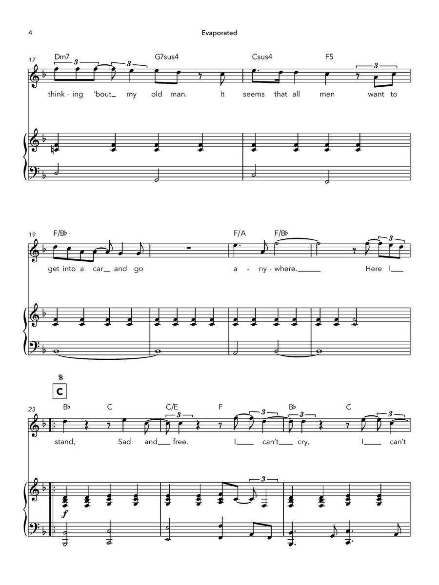 Evaporated Evaporated Piano, Vocal scores gallery preview page 4