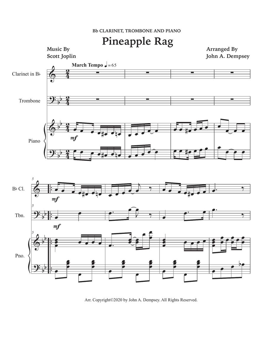 Pineapple Rag (Trio for Clarinet, Trombone and Piano) Trombone Trio scores gallery preview page 5