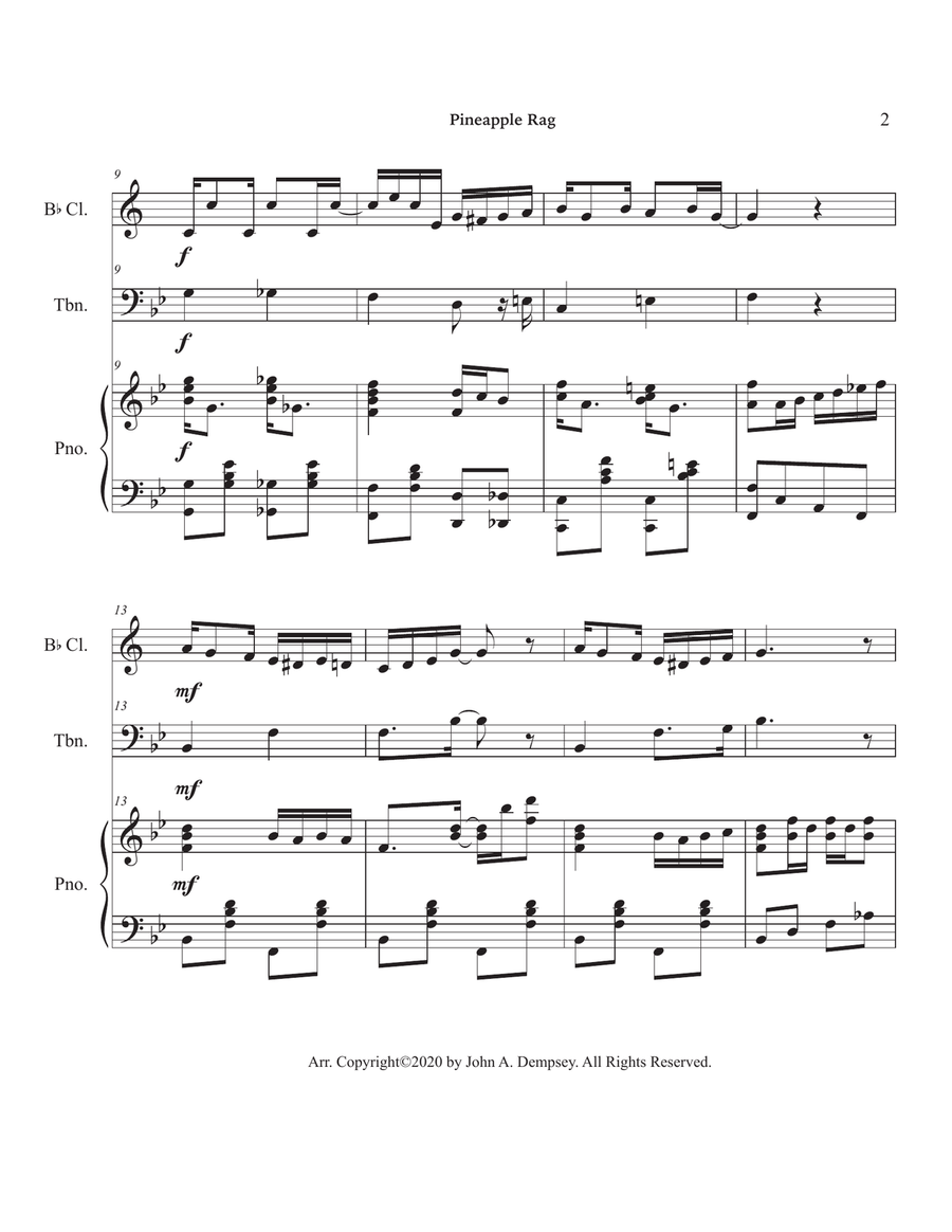 Pineapple Rag (Trio for Clarinet, Trombone and Piano) Trombone Trio scores gallery preview page 6