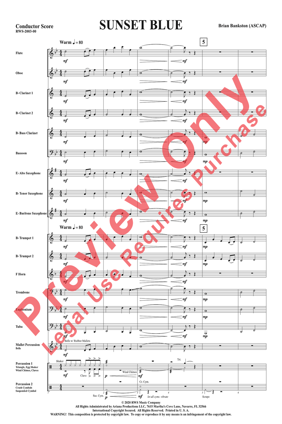 Sunset Blue Sunset Blue Concert Band scores gallery preview page 3