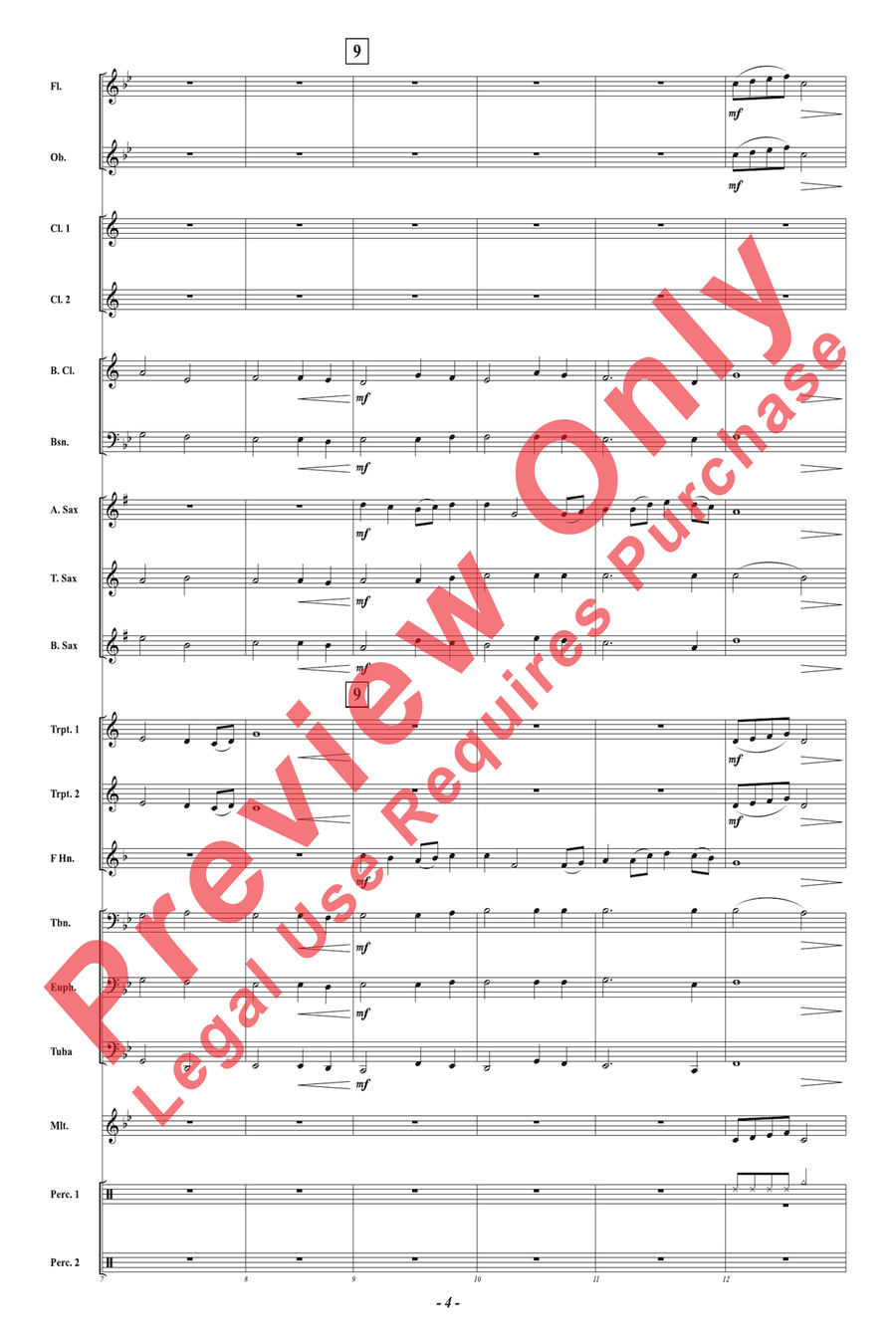 Sunset Blue Sunset Blue Concert Band scores gallery preview page 4