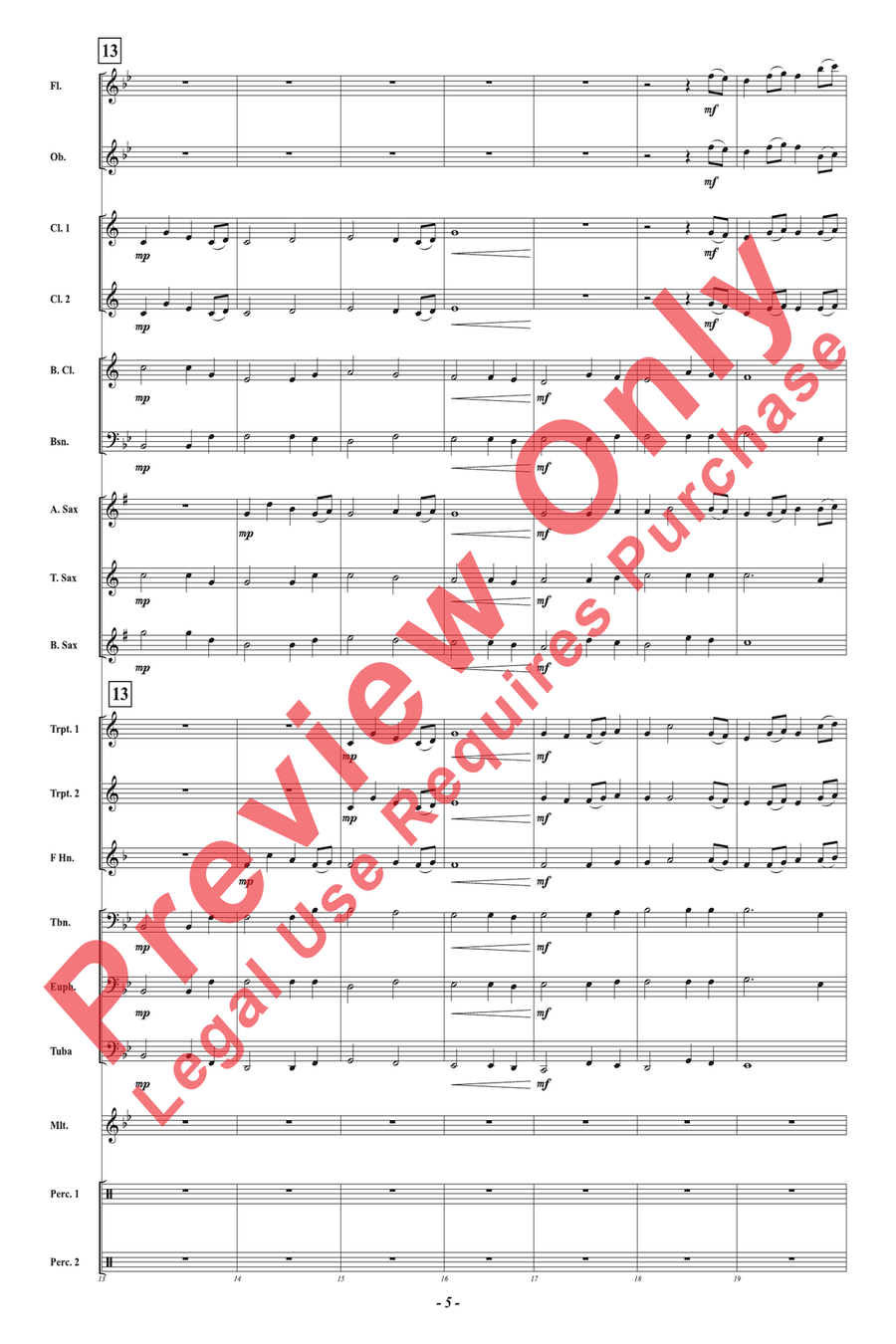 Sunset Blue Sunset Blue Concert Band scores gallery preview page 5