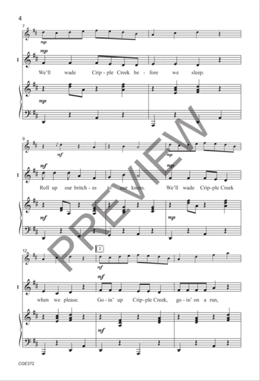 Crawdad Creek - Two-part with Opt. Violin (Fiddle) 2-Part scores gallery preview page 3