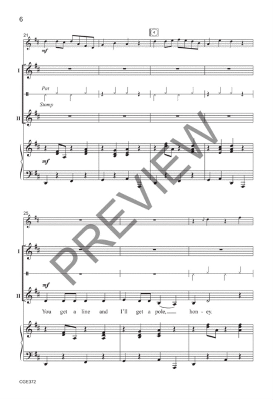 Crawdad Creek - Two-part with Opt. Violin (Fiddle) 2-Part scores gallery preview page 5