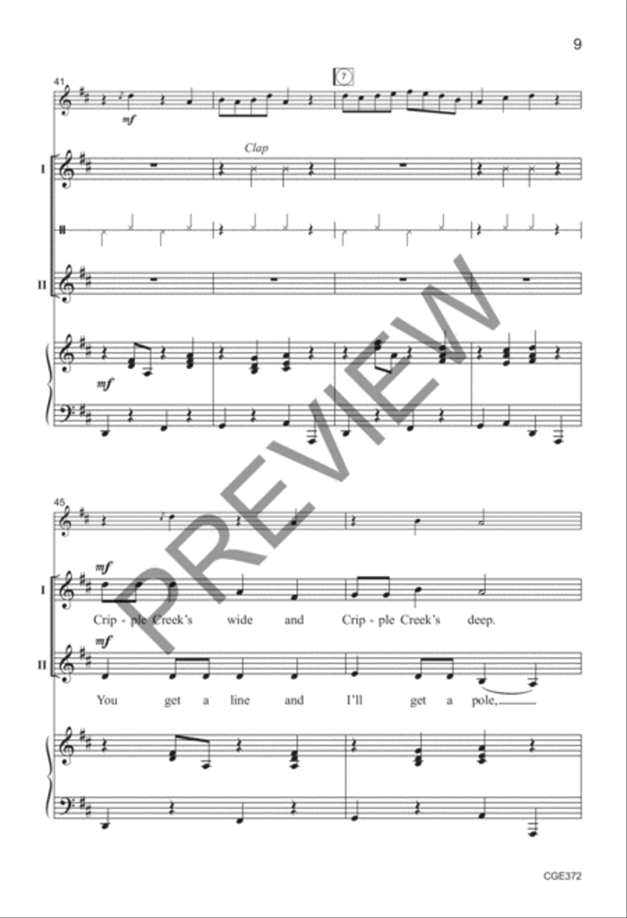 Crawdad Creek - Two-part with Opt. Violin (Fiddle) 2-Part scores gallery preview page 8
