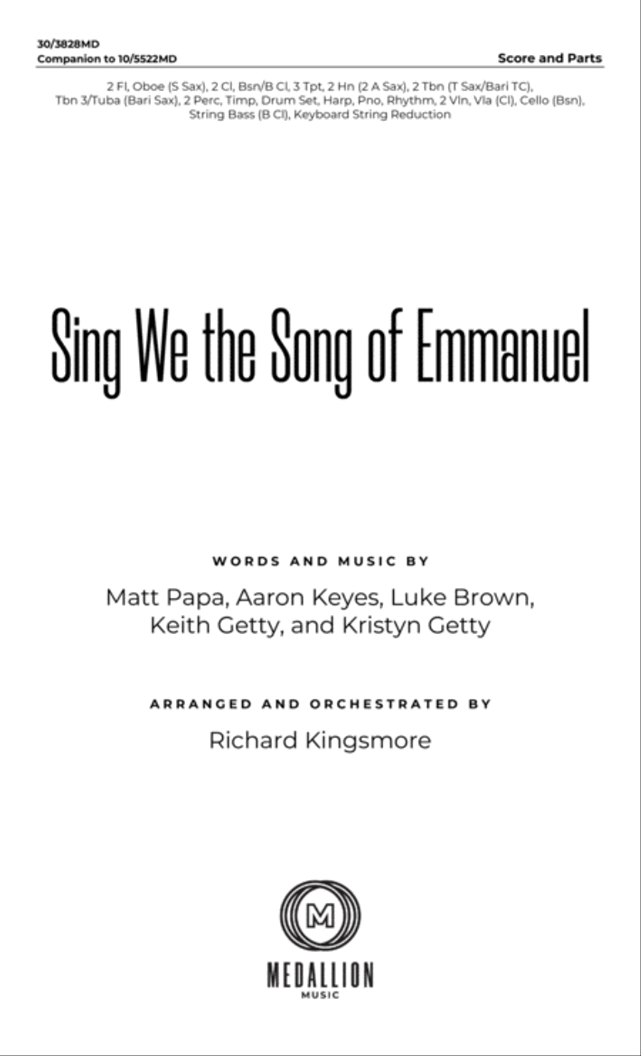 Sing We the Song of Emmanuel - Orchestral Score and Parts Choir scores gallery preview page 2