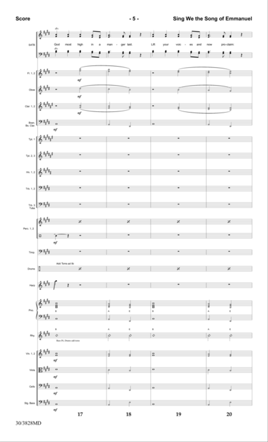 Sing We the Song of Emmanuel - Orchestral Score and Parts Choir scores gallery preview page 7