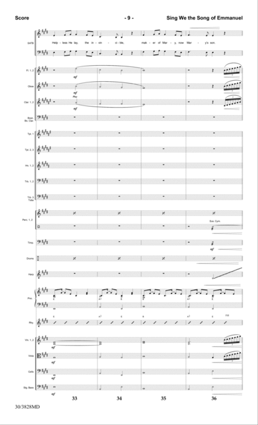 Sing We the Song of Emmanuel - Orchestral Score and Parts Choir scores gallery preview page 11