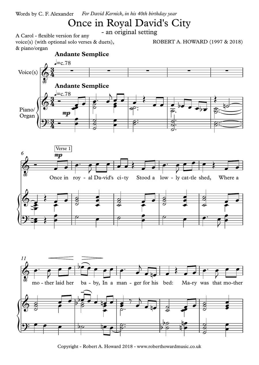 Once in Royal David's City (Solo/unison version) Unison Choir scores gallery preview page 2