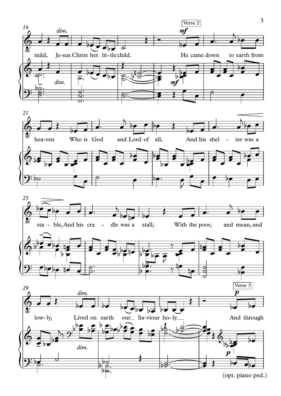 Once in Royal David's City (Solo/unison version) Unison Choir scores gallery preview page 3