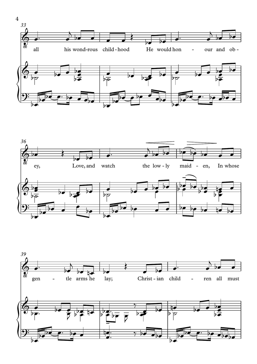 Once in Royal David's City (Solo/unison version) Unison Choir scores gallery preview page 4