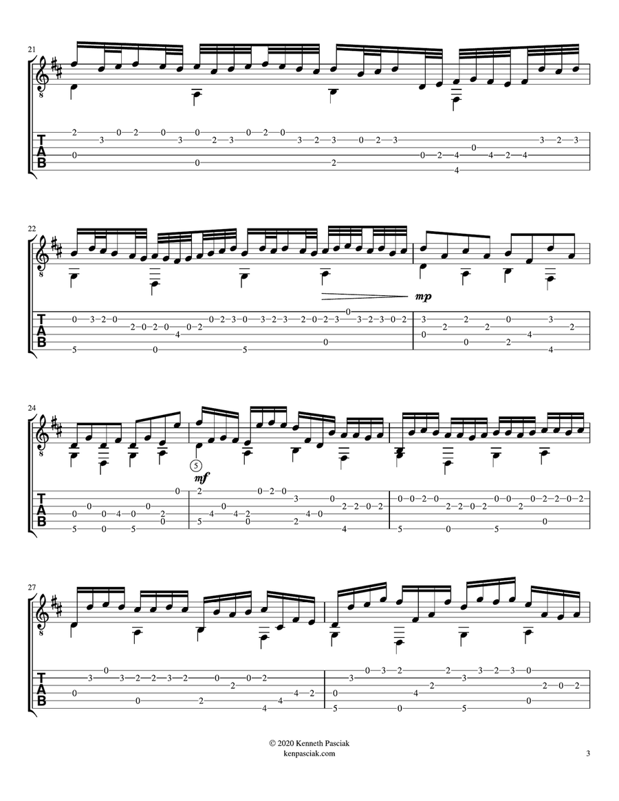Pachelbel Canon in D (for Solo Guitar) Chamber Music scores gallery preview page 5