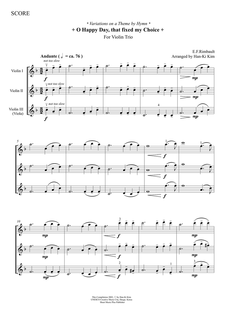 O Happy Day that fixed my choice (For 3 Violins) Small Ensemble scores gallery preview page 2