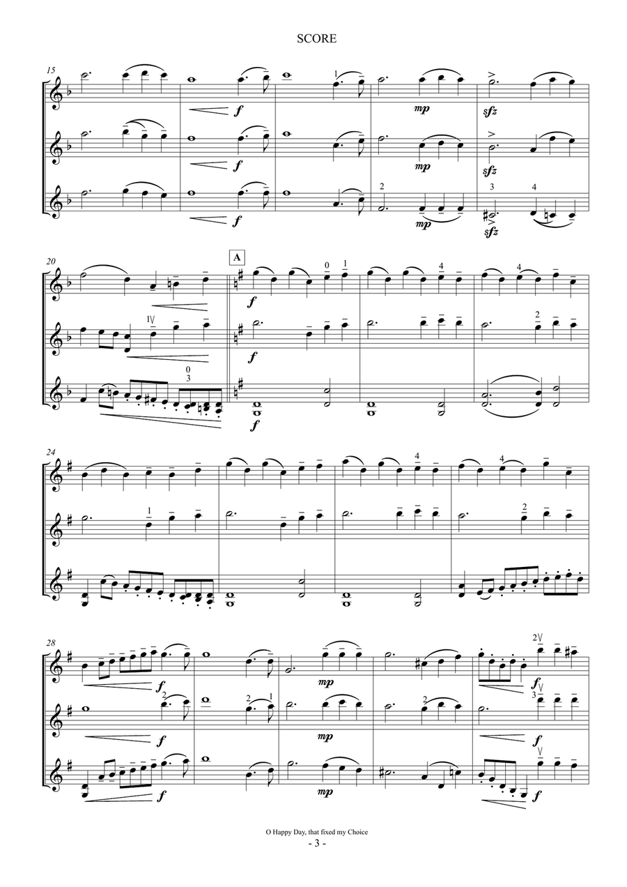 O Happy Day that fixed my choice (For 3 Violins) Small Ensemble scores gallery preview page 3