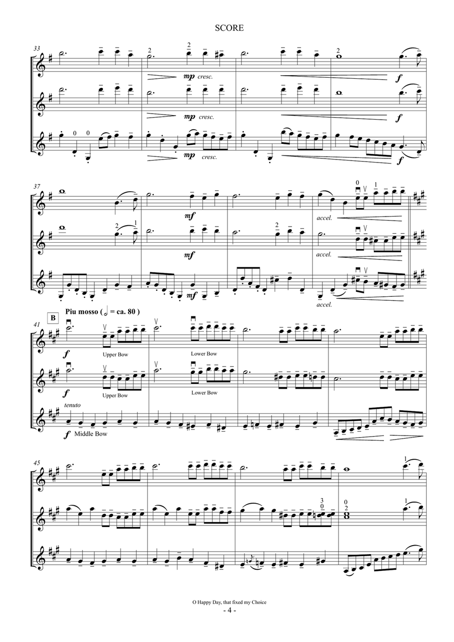 O Happy Day that fixed my choice (For 3 Violins) Small Ensemble scores gallery preview page 4
