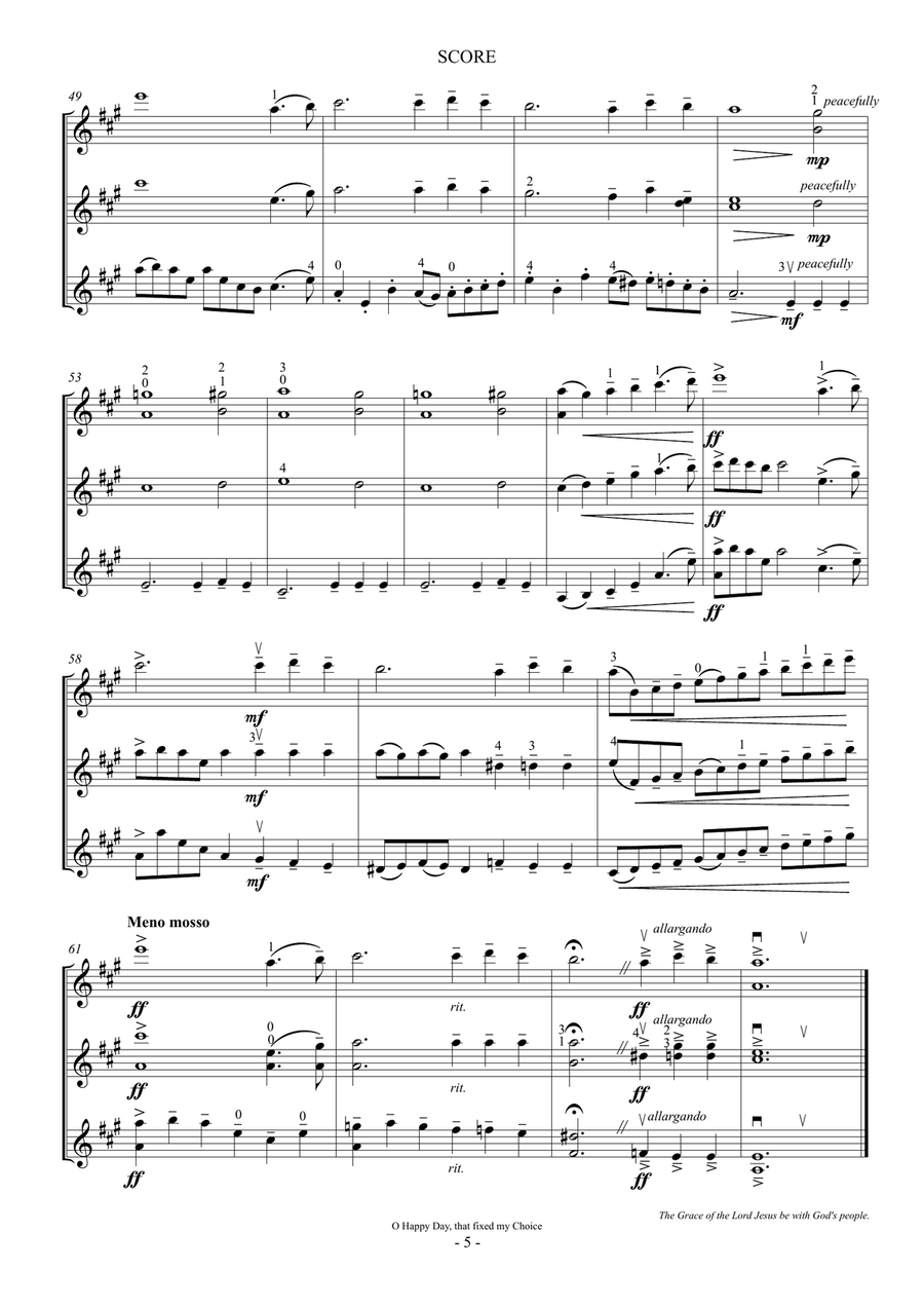 O Happy Day that fixed my choice (For 3 Violins) Small Ensemble scores gallery preview page 5